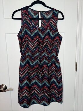 Indulge Multi Color Chevron Sleeveless Dress